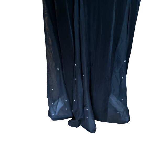 Vintage Black Long Sleeve Gown With Rhinestone Accents & Draped Back By Stefanys - Picture 3 of 8